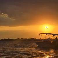 Bootssafari bei Sonnenuntergang