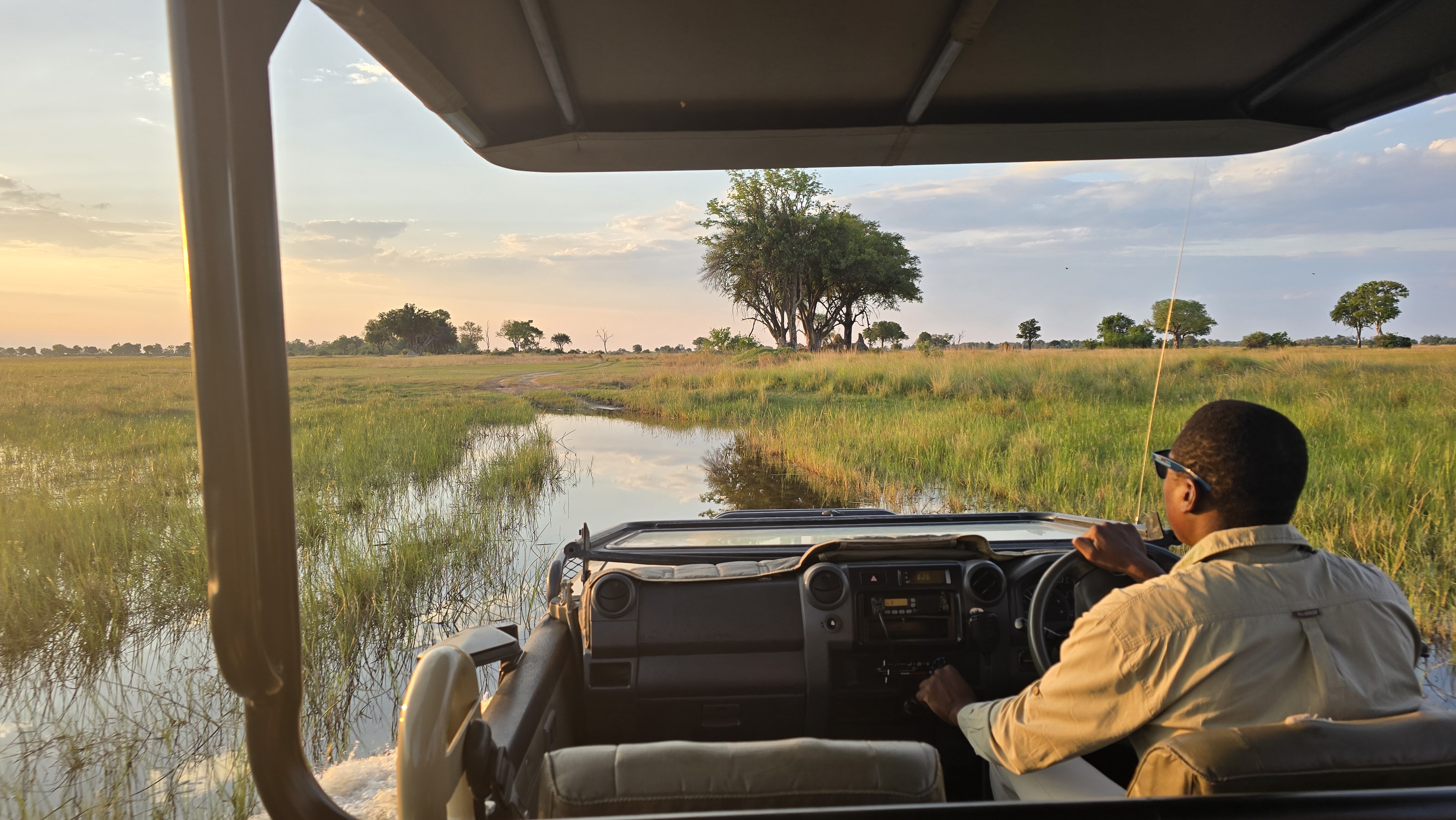 Safari vehicle in the Okavango Delta